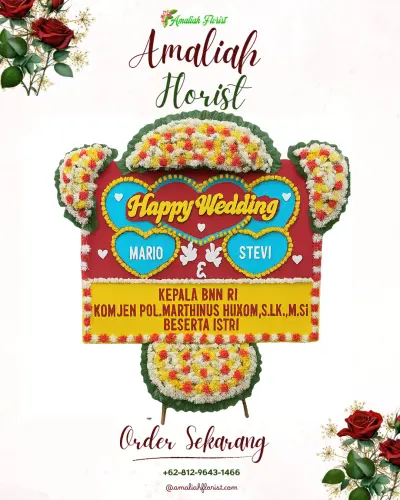 Karangan Papan Bunga Pernikahan di Tambakan
